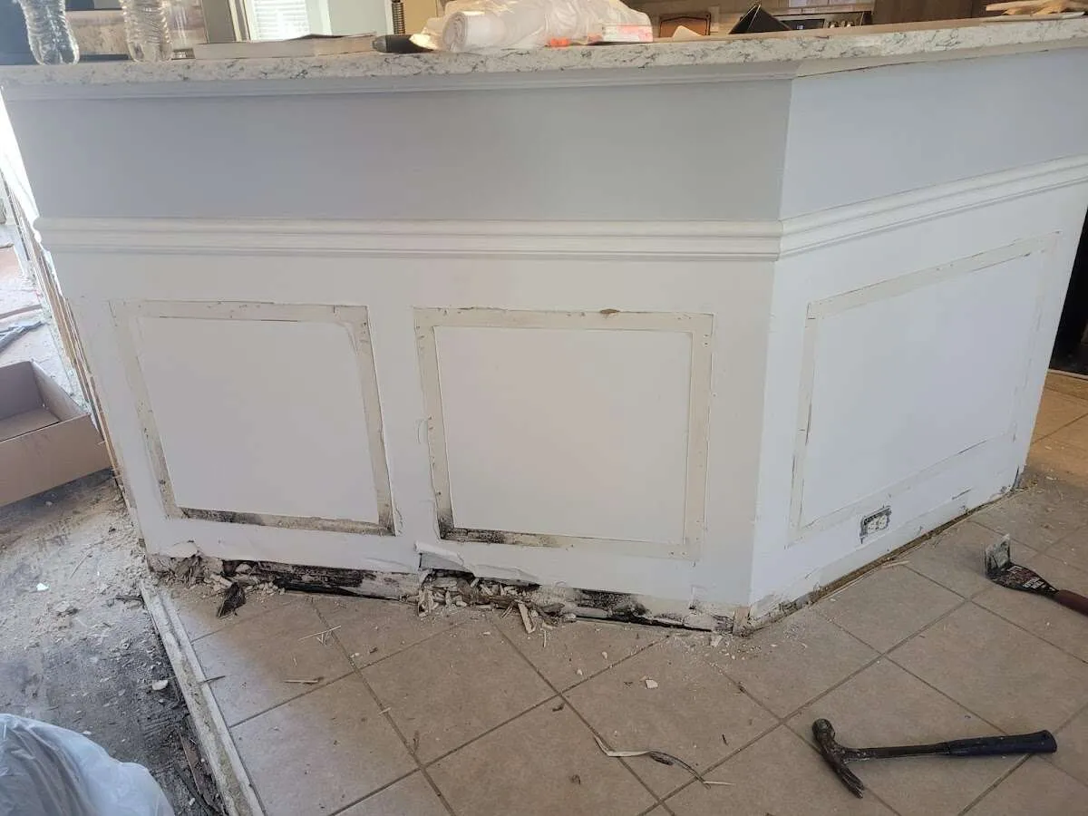 Water damage and mold on kitchen during Storm Damage Restoration in Niagara